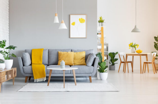 szara sofa nowoczesna